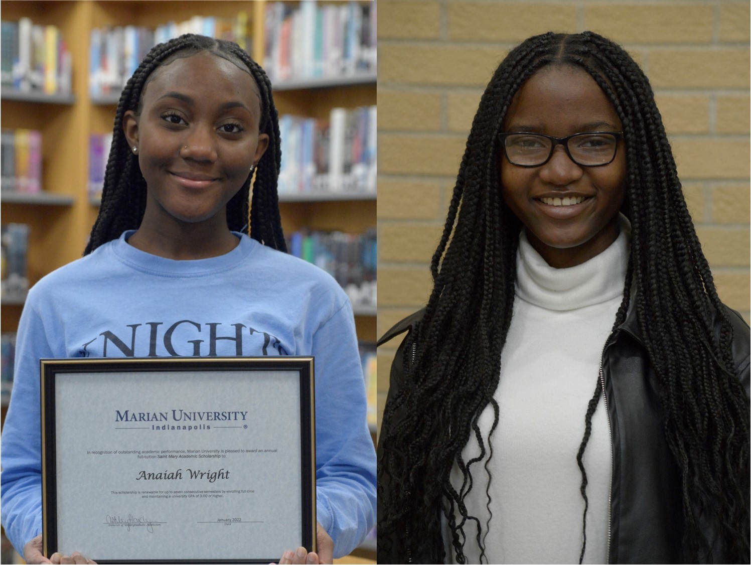 Two MSD Wayne Students Receive Full Tuition Scholarships to Marian University