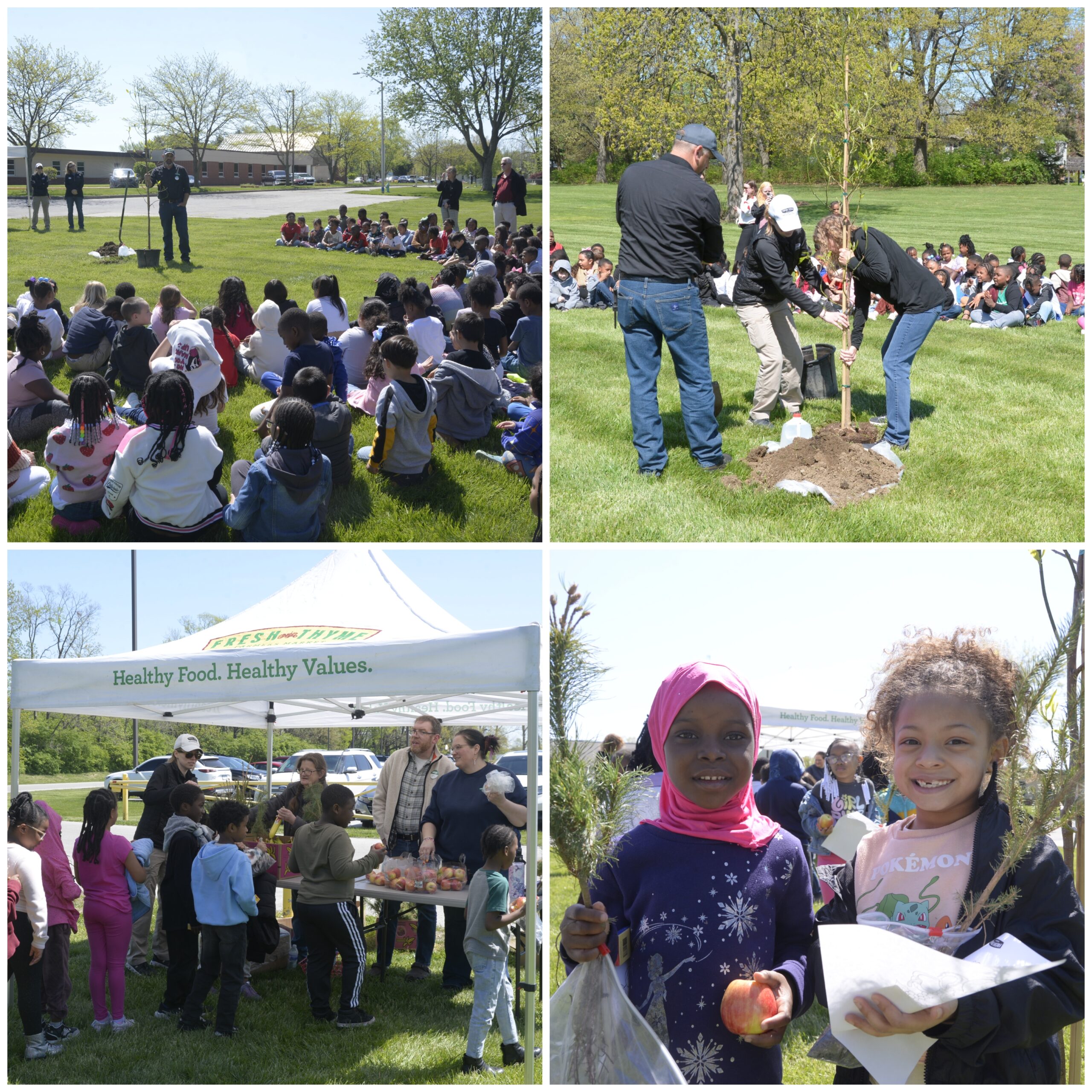 Photo collage of students participating during Earth Day