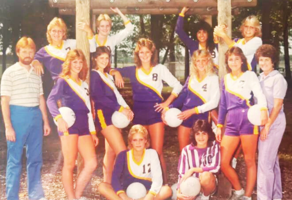 Photo of Pris Dillow and her volleyball team she coached in the late 70's to early 80's